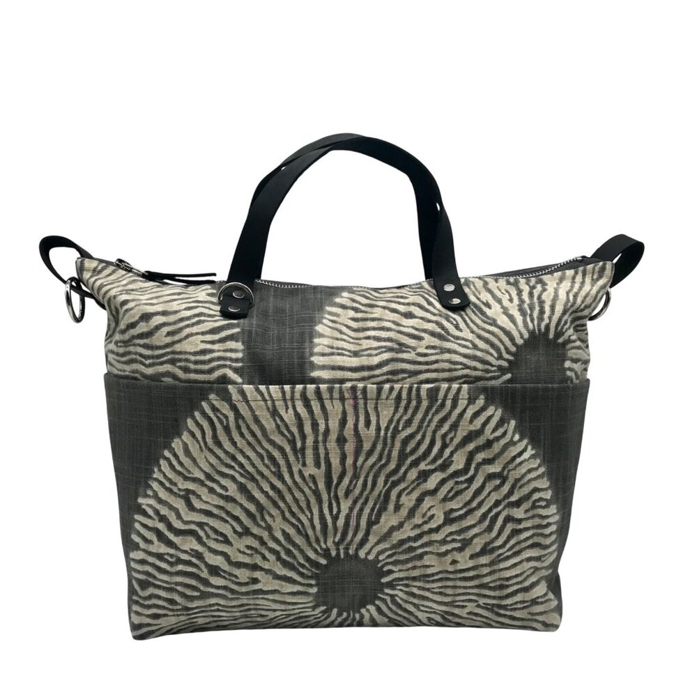 Black Faux Leather Marguerite Floral Print Shoulder Bag
